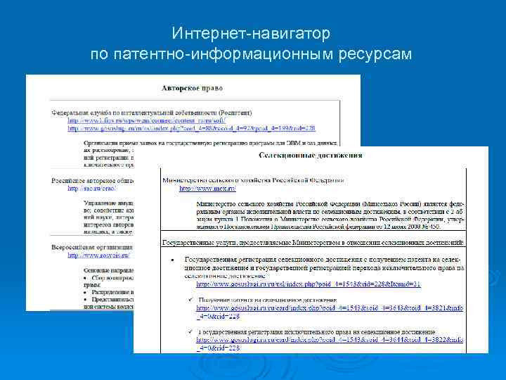 Интернет-навигатор по патентно-информационным ресурсам 