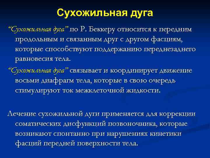 Сухожильная дуга “Сухожильная дуга” по Р. Беккеру относится к передним продольным и связанным друг