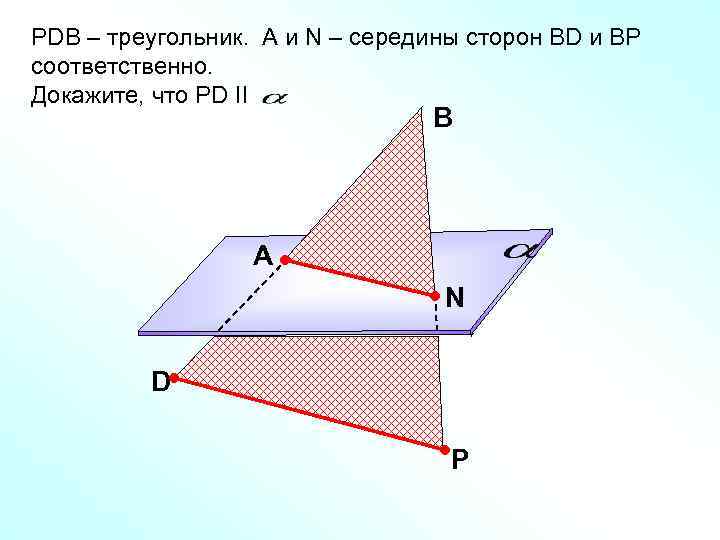 РDB – треугольник. А и N – середины сторон ВD и ВР соответственно. Докажите,