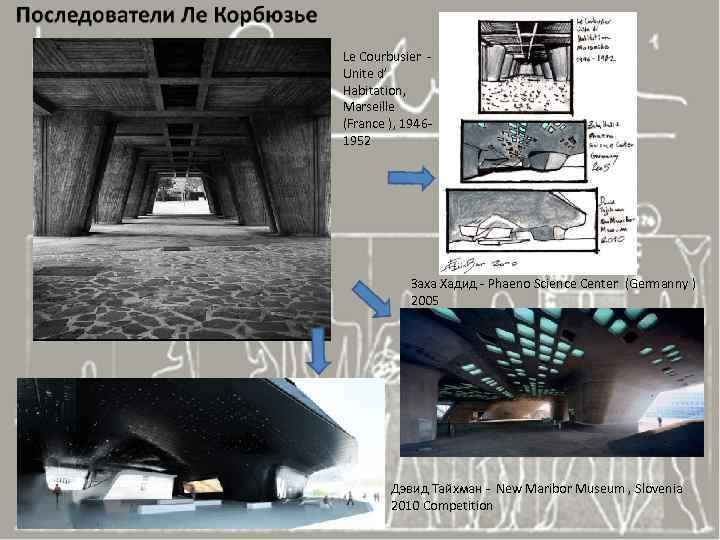 Le Courbusier Unite d’ Habitation, Marseille (France ), 19461952 Заха Хадид - Phaeno Science