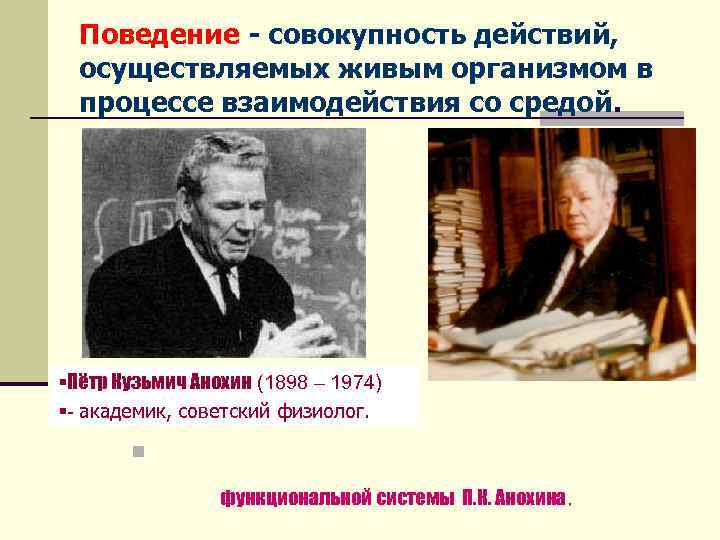 Поведение - совокупность действий, осуществляемых живым организмом в процессе взаимодействия со средой. §Пётр Кузьмич