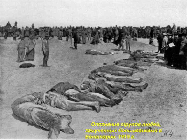 Опознание трупов людей, замученных большевиками в Евпатории. 1919 г. 