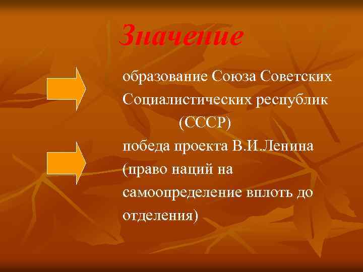 Значение образование Союза Советских Социалистических республик (СССР) победа проекта В. И. Ленина (право наций
