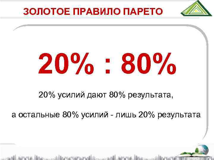 Остальные 80. Золотое правило Парето. 20 Усилий дают 80 результата а остальные. Золотое правило продаж 80/20. Золотое правило 50/20/30.