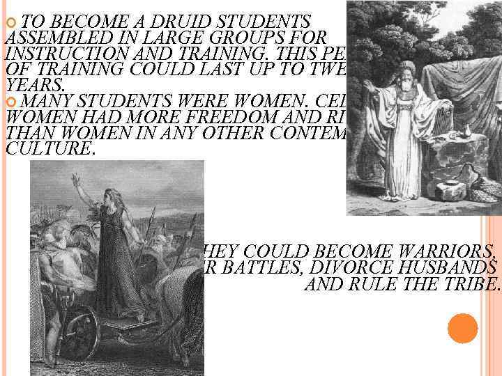  TO BECOME A DRUID STUDENTS ASSEMBLED IN LARGE GROUPS FOR INSTRUCTION AND TRAINING.