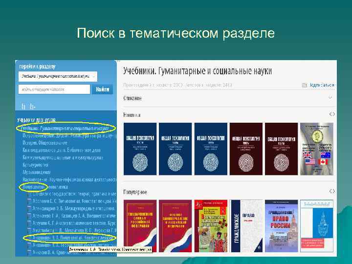 Поиск в тематическом разделе 