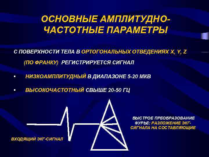 Низкоамплитудная экг. ЭКГ высокого разрешения. Разложение ЭКГ сигнала. * Метод регистрации ЭКГ высокого разрешения. ЭКГ регистрируется низкоамплитудный з-ч.