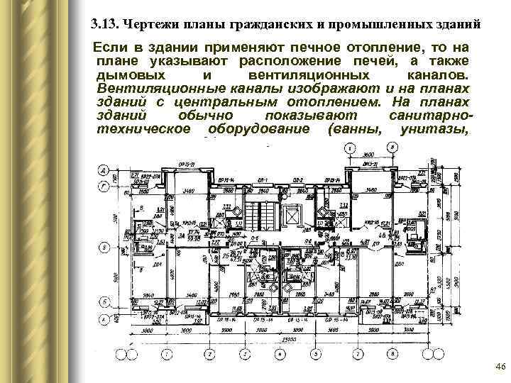 3. 13. Чертежи планы гражданских и промышленных зданий Если в здании применяют печное отопление,