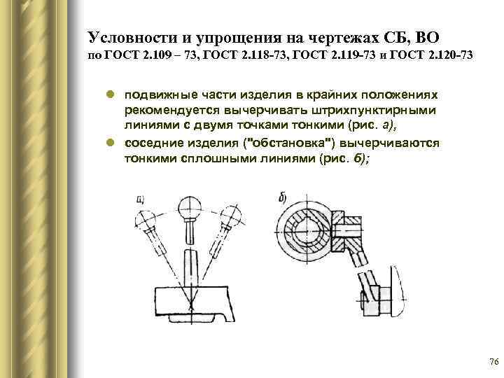 Крайние положения механизма на чертеже