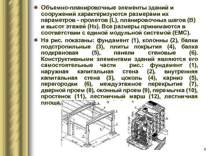 Основные объемно планировочные параметры зданий