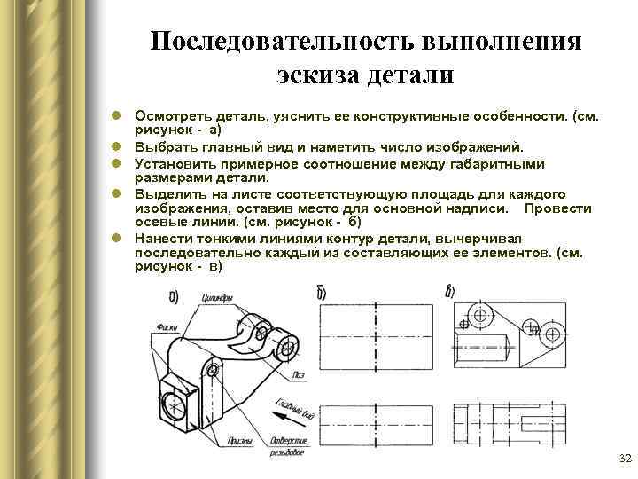 Последовательность выполнения чертежа