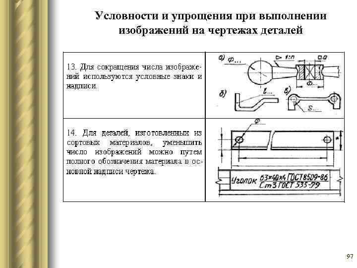 Знак позволяющий сократить число изображений на чертежах