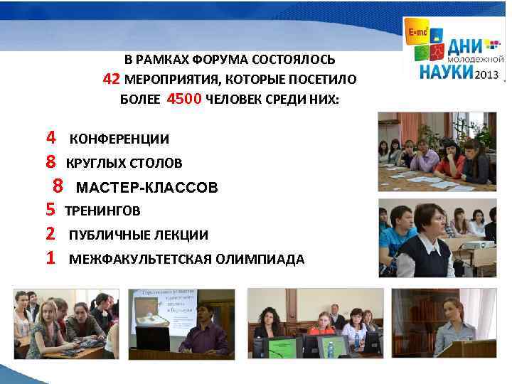 В РАМКАХ ФОРУМА СОСТОЯЛОСЬ 42 МЕРОПРИЯТИЯ, КОТОРЫЕ ПОСЕТИЛО БОЛЕЕ 4500 ЧЕЛОВЕК СРЕДИ НИХ: 4