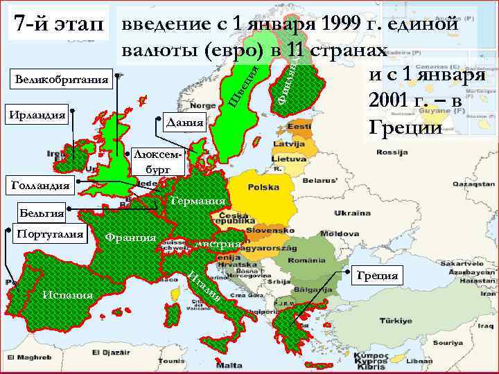 7 -й этап введение с 1 января 1999 г. единой Ирландия Фин лянд ия