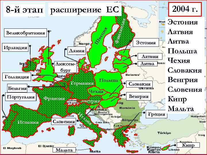 Ш ве Великобритания Ирландия Фин лянд ия ци я 8 -й этап расширение ЕС