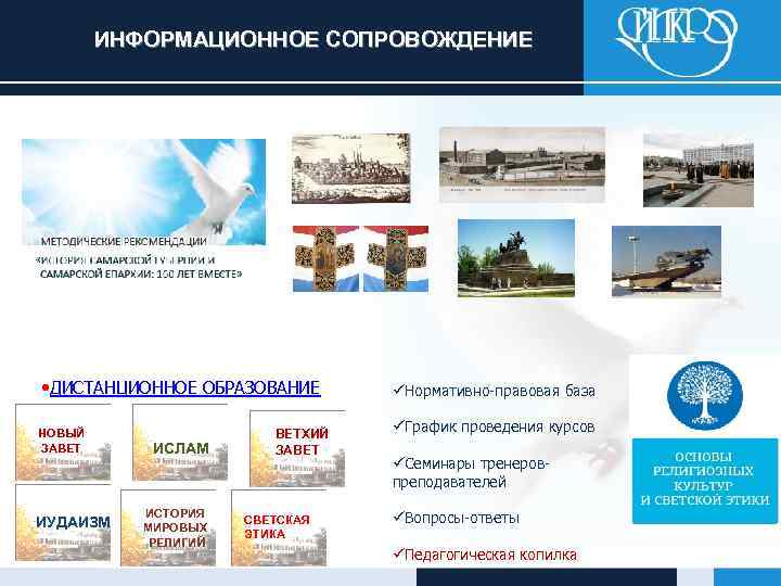 ИНФОРМАЦИОННОЕ СОПРОВОЖДЕНИЕ • ДИСТАНЦИОННОЕ ОБРАЗОВАНИЕ НОВЫЙ ЗАВЕТ ИУДАИЗМ ИСЛАМ ИСТОРИЯ МИРОВЫХ РЕЛИГИЙ ВЕТХИЙ ЗАВЕТ