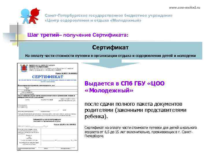 www. coo-molod. ru Санкт-Петербургское государственное бюджетное учреждение «Центр оздоровления и отдыха «Молодежный» Шаг третий–