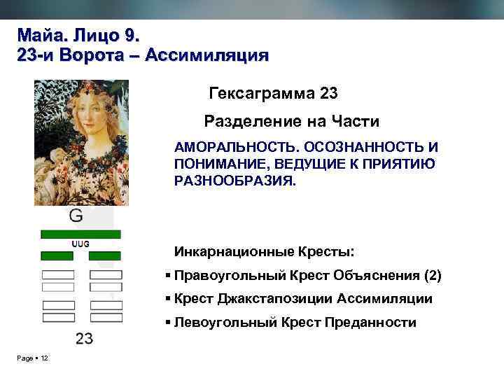 Майа. Лицо 9. 23 -и Ворота – Ассимиляция Гексаграмма 23 Разделение на Части АМОРАЛЬНОСТЬ.