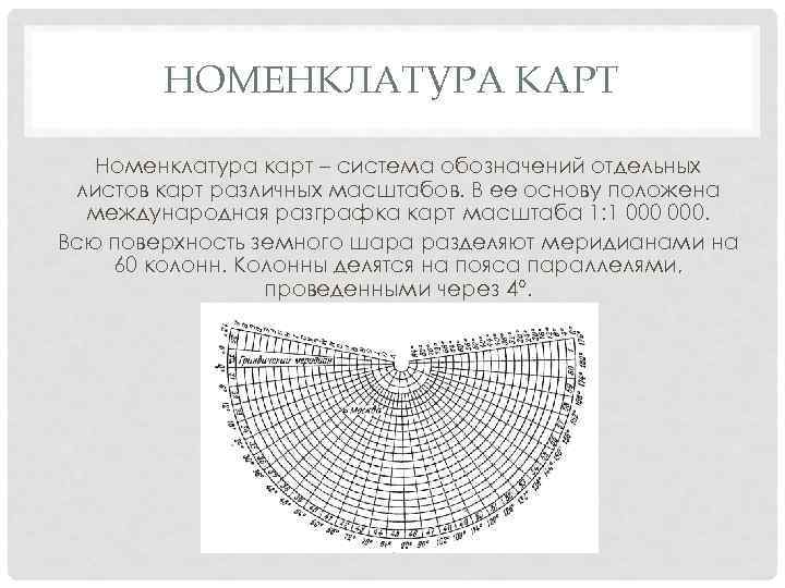 НОМЕНКЛАТУРА КАРТ Номенклатура карт – система обозначений отдельных листов карт различных масштабов. В ее