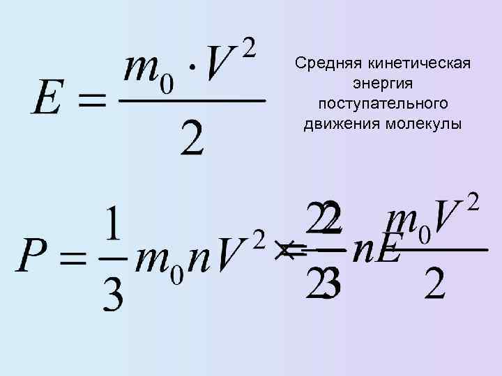 Средняя кинетическая энергия поступательного движения молекулы 