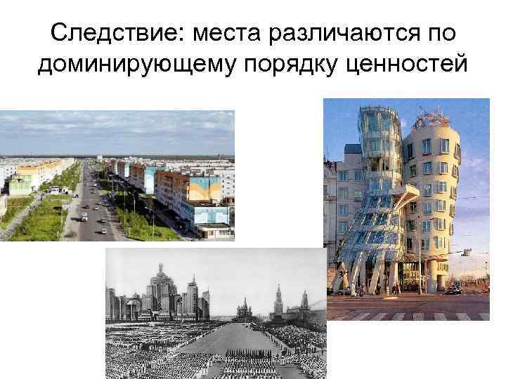 Следствие: места различаются по доминирующему порядку ценностей 