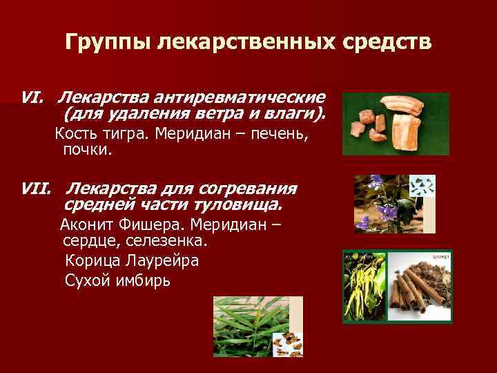 Группы лекарственных средств VI. Лекарства антиревматические (для удаления ветра и влаги). Кость тигра. Меридиан