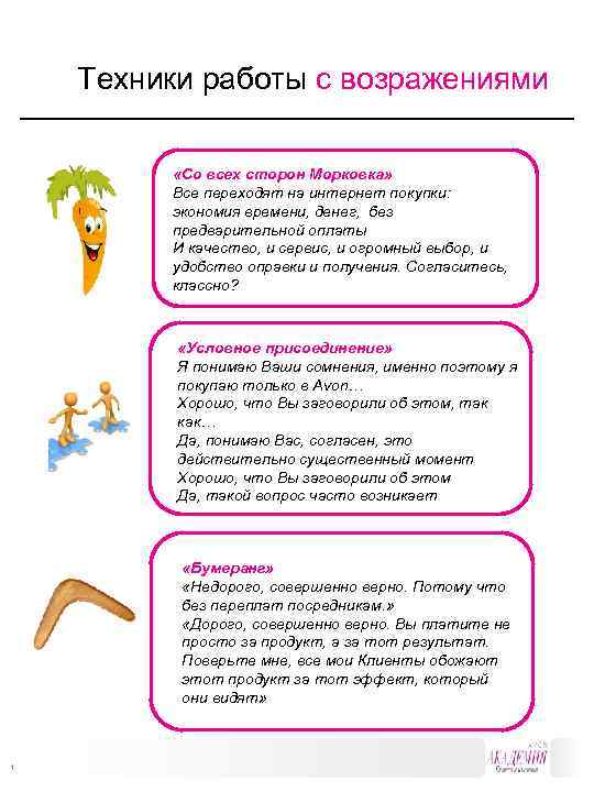 Техники работы с возражениями «Со всех сторон Морковка» Все переходят на интернет покупки: экономия