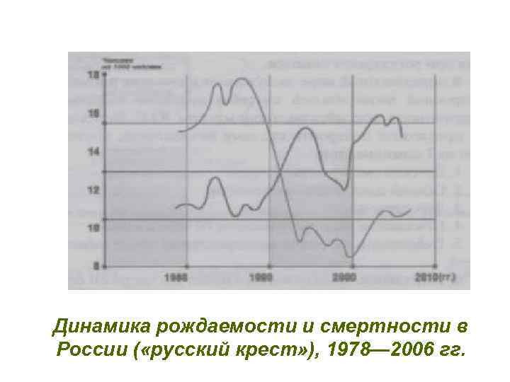 Динамика рождаемости и смертности в России ( «русский крест» ), 1978— 2006 гг. 