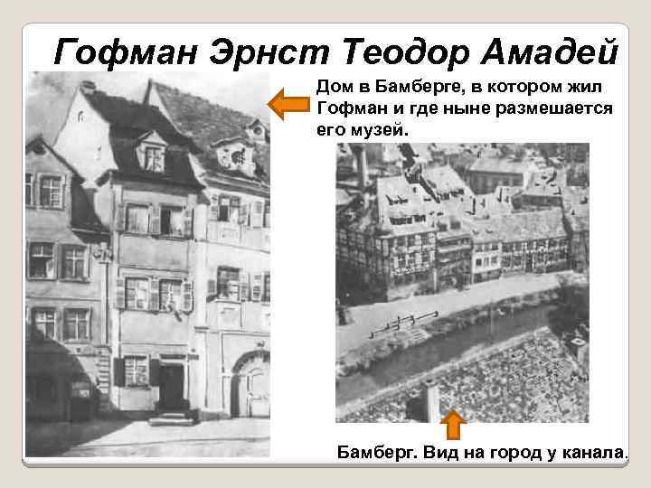 Гофман Эрнст Теодор Амадей Дом в Бамберге, в котором жил Гофман и где ныне