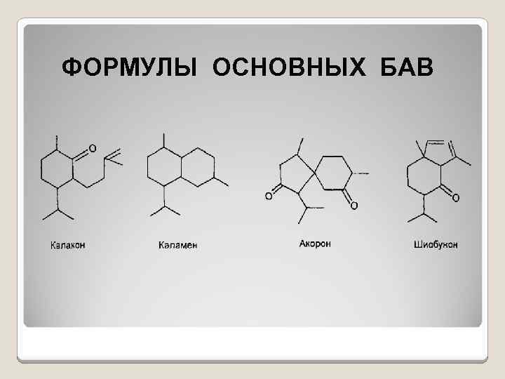 ФОРМУЛЫ ОСНОВНЫХ БАВ 