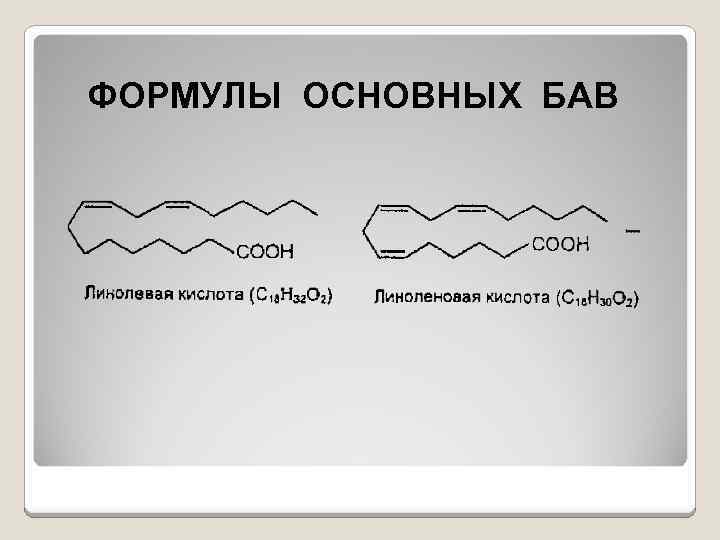 ФОРМУЛЫ ОСНОВНЫХ БАВ 