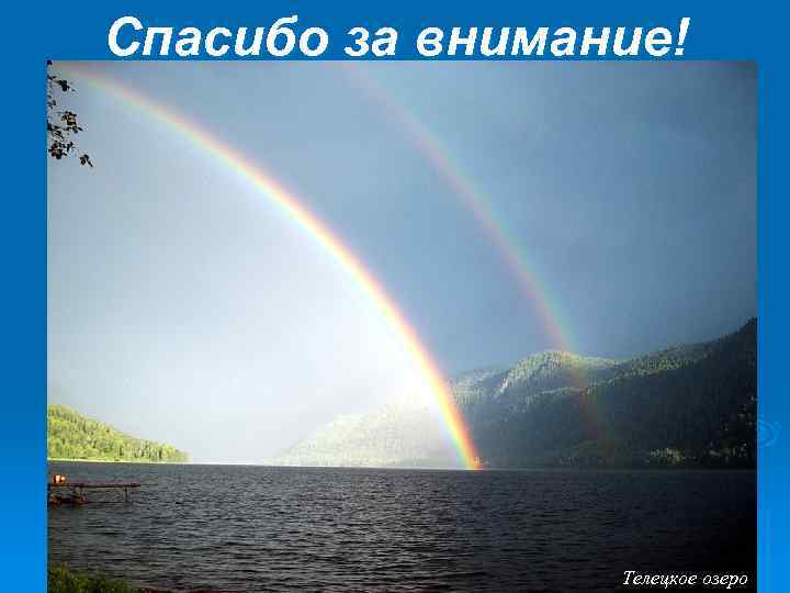Спасибо за внимание! Телецкое озеро 