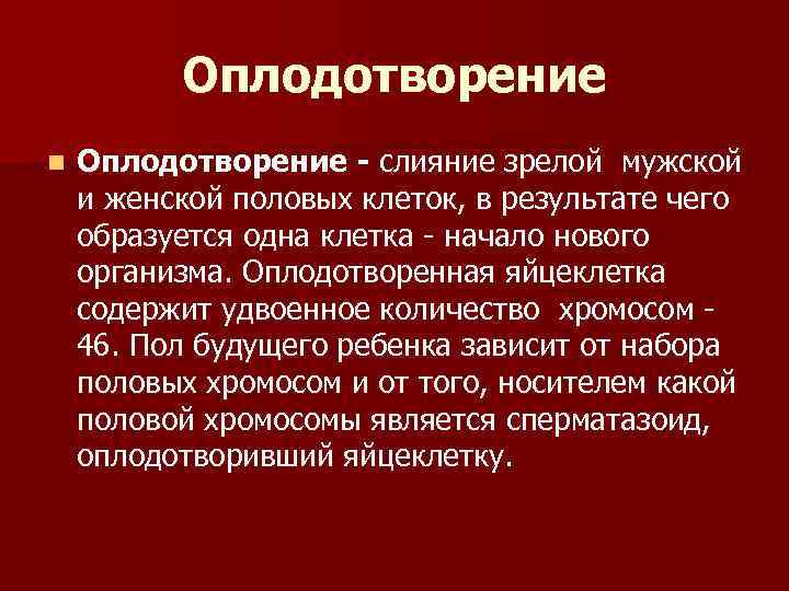 Результат слияния мужской и женской половых клеток