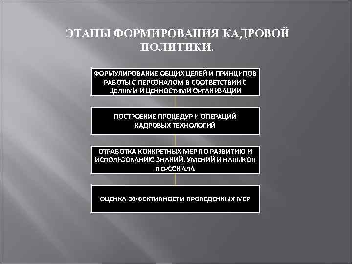  ЭТАПЫ ФОРМИРОВАНИЯ КАДРОВОЙ ПОЛИТИКИ. ФОРМУЛИРОВАНИЕ ОБЩИХ ЦЕЛЕЙ И ПРИНЦИПОВ РАБОТЫ С ПЕРСОНАЛОМ В