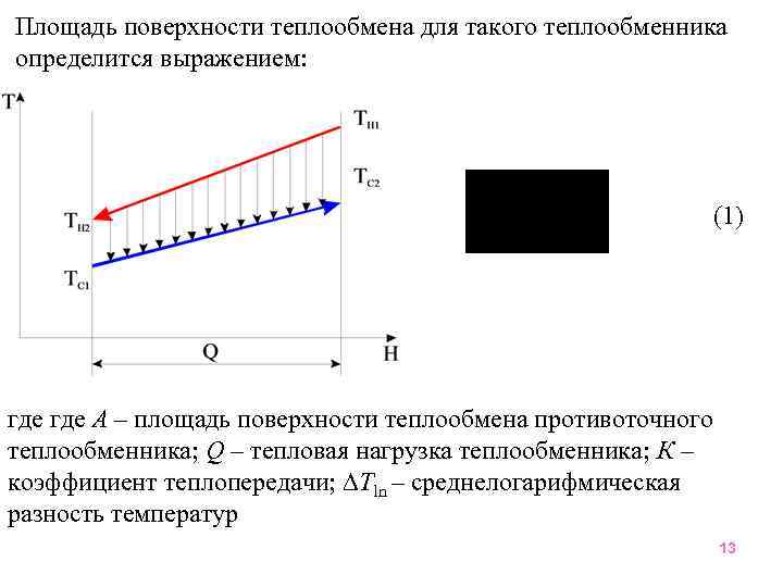 На рисунке графически изображен процесс теплообмена для случая когда