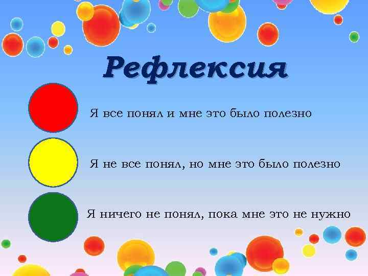 Рефлексия Я все понял и мне это было полезно Я не все понял, но