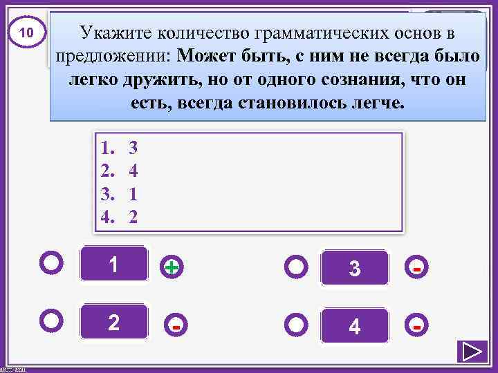 10 Укажите количество грамматических основ в предложении: Может быть, с ним не всегда было