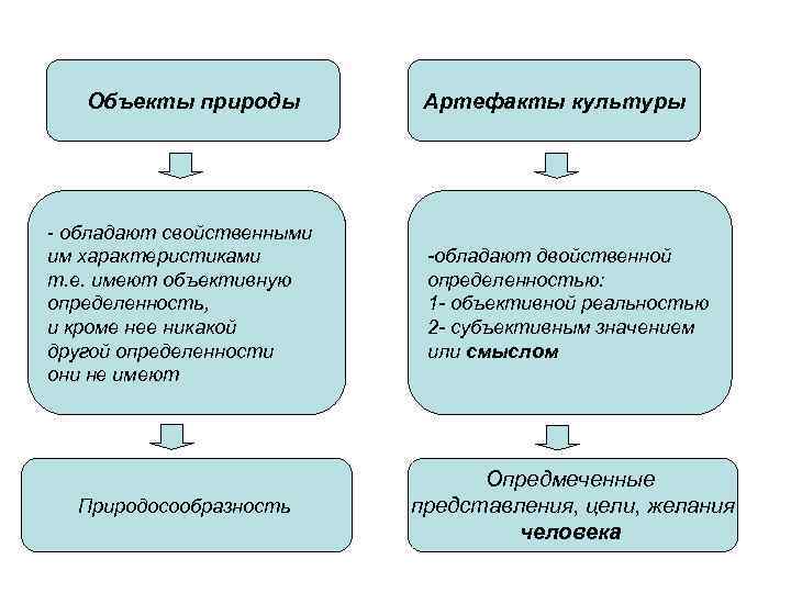 Объекты природы Артефакты культуры - обладают свойственными им характеристиками т. е. имеют объективную определенность,
