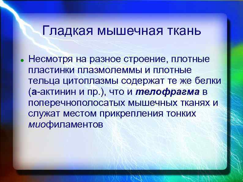 Гладкая мышечная ткань Несмотря на разное строение, плотные пластинки плазмолеммы и плотные тельца цитоплазмы