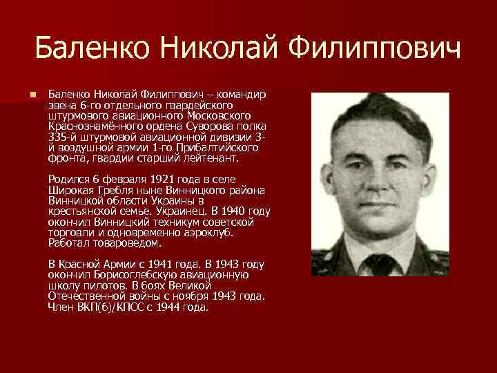 Командир звена. Лётчик Баленко Николай Филиппович. Баленко Николай Филиппович герой советского. Николай Филиппович королёв. ГСС Николай Филиппович Баленко.