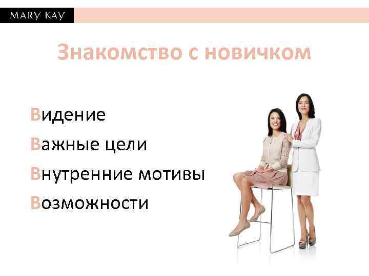 Знакомство с новичком Видение Важные цели Внутренние мотивы Возможности 