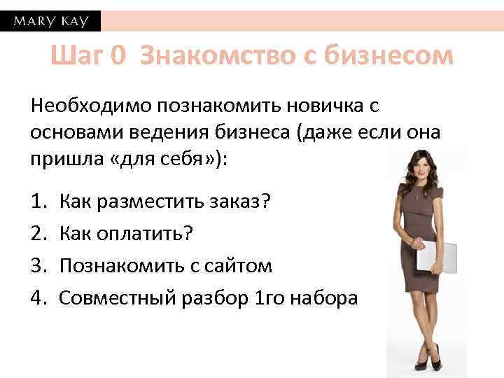 Шаг 0 Знакомство с бизнесом Необходимо познакомить новичка с основами ведения бизнеса (даже если