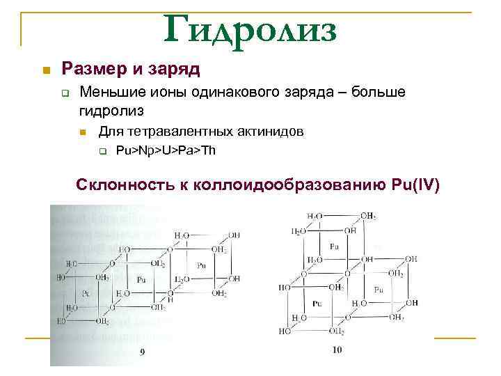 Гидролиз n Размер и заряд q Меньшие ионы одинакового заряда – больше гидролиз n