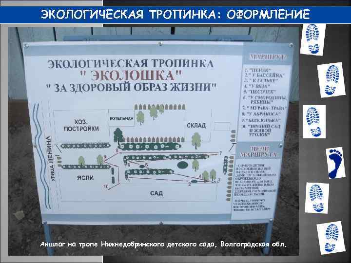 ЭКОЛОГИЧЕСКАЯ ТРОПИНКА: ОФОРМЛЕНИЕ Аншлаг на тропе Нижнедобринского детского сада, Волгоградская обл. 