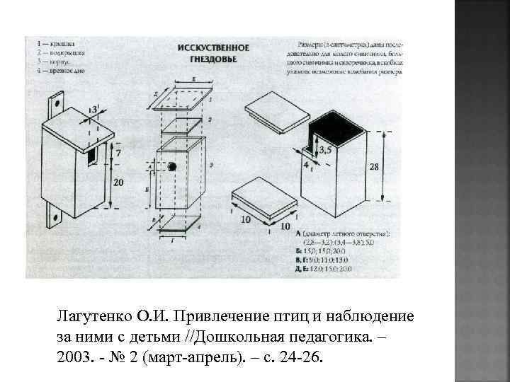 Лагутенко О. И. Привлечение птиц и наблюдение за ними с детьми //Дошкольная педагогика. –