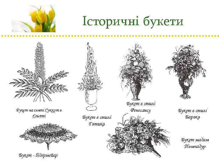 Історичні букети Букет на святі Суккот в Єгипті Букет в стилі Ренесансу Букет в