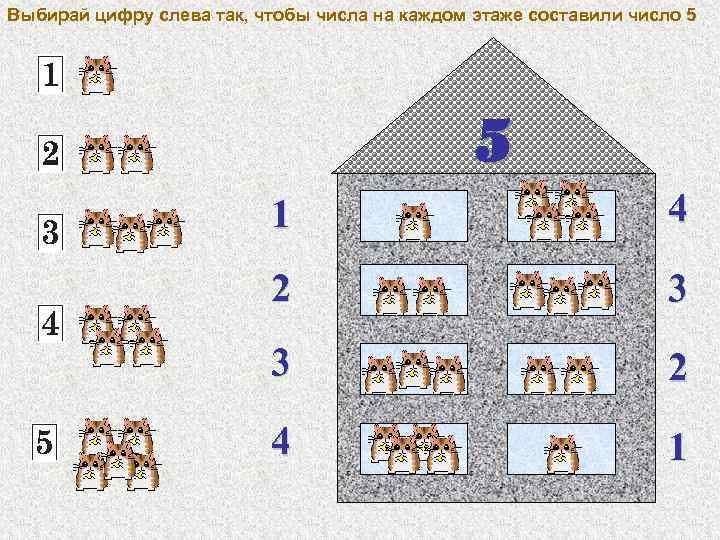 Выбирай цифру слева так, чтобы числа на каждом этаже составили число 5 5 1