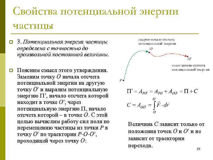 Свойства потенциальной энергии частицы p 3. Потенциальная энергия частицы определена с точностью до произвольной
