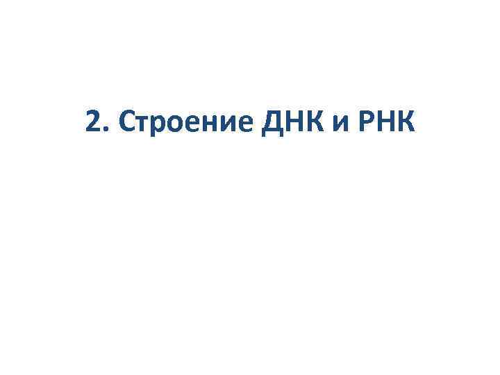 2. Строение ДНК и РНК 