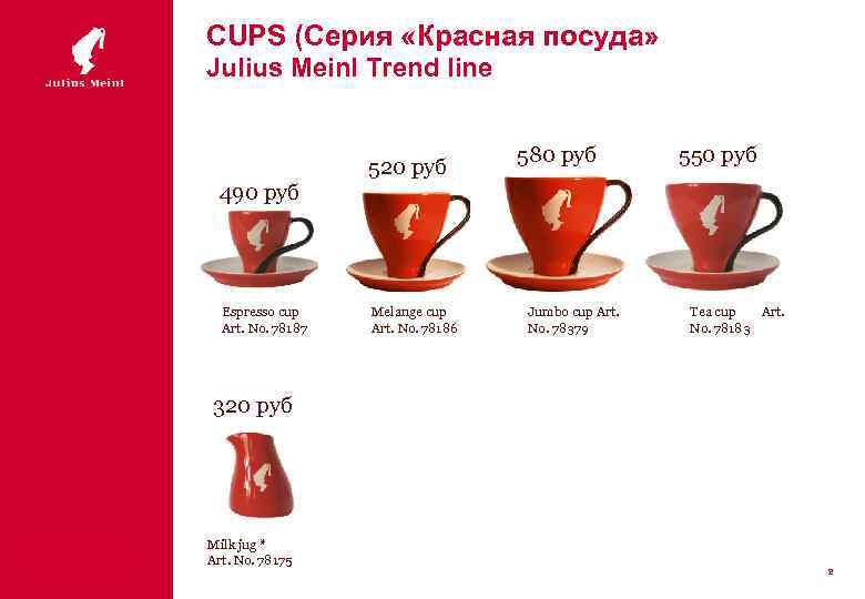CUPS (Серия «Красная посуда» Julius Meinl Trend line 520 руб 580 руб 550 руб